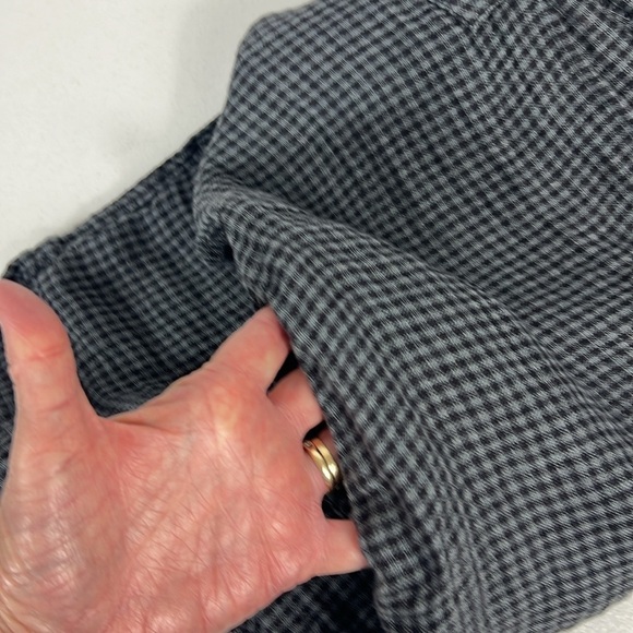 FLAX Sz P (4/6) Dress Gingham Linen Scoop Neck Sleeveless Black/Gray Lagenlook - Picture 8 of 11